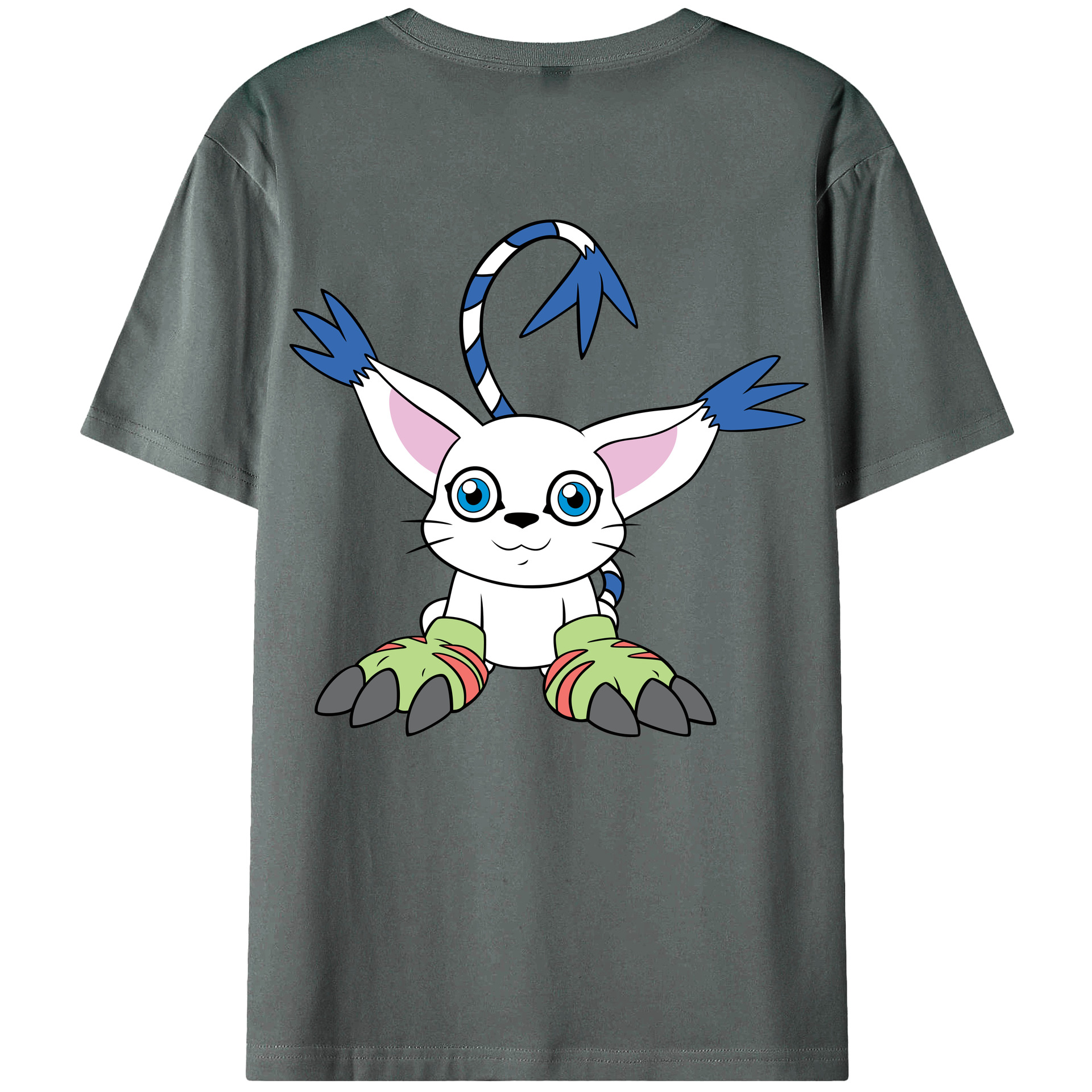 （画像用） Digimon デジタルモンスター/デジモン 綿100％ メンズ半袖Tシャツ（バックプリント） 通気性